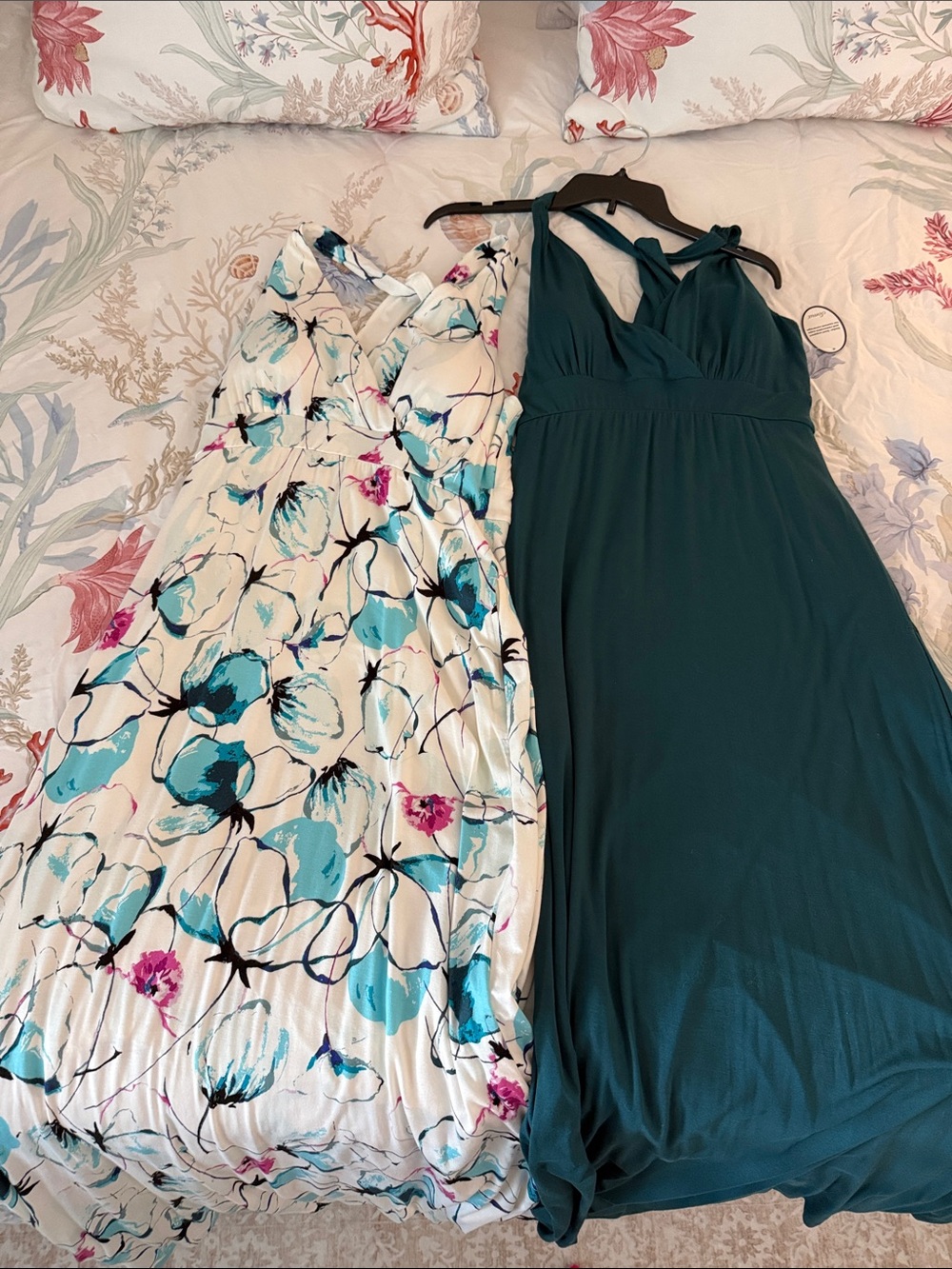 Soma Teal and floral V-Neck Maxi Dresses- you get both!